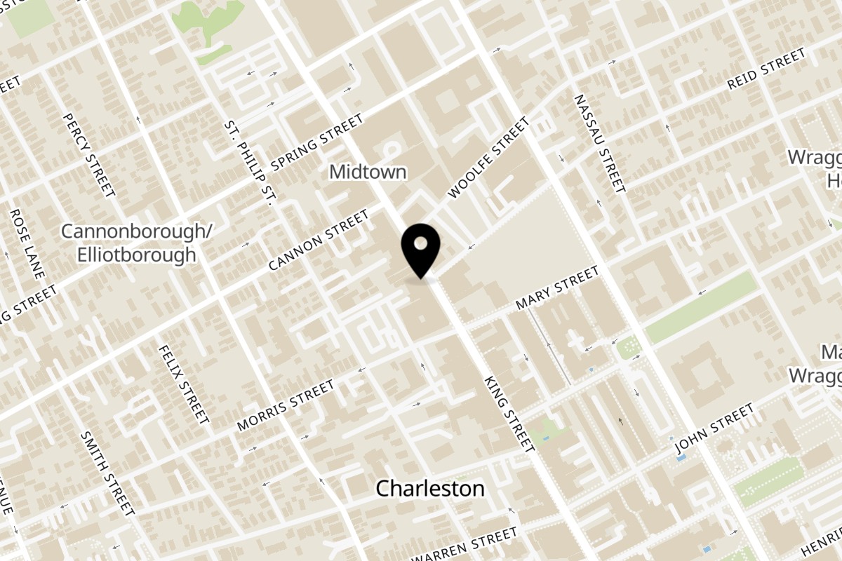 Map showing the location of 541 King St. Restaurant & Bar on 541 King St in Charleston